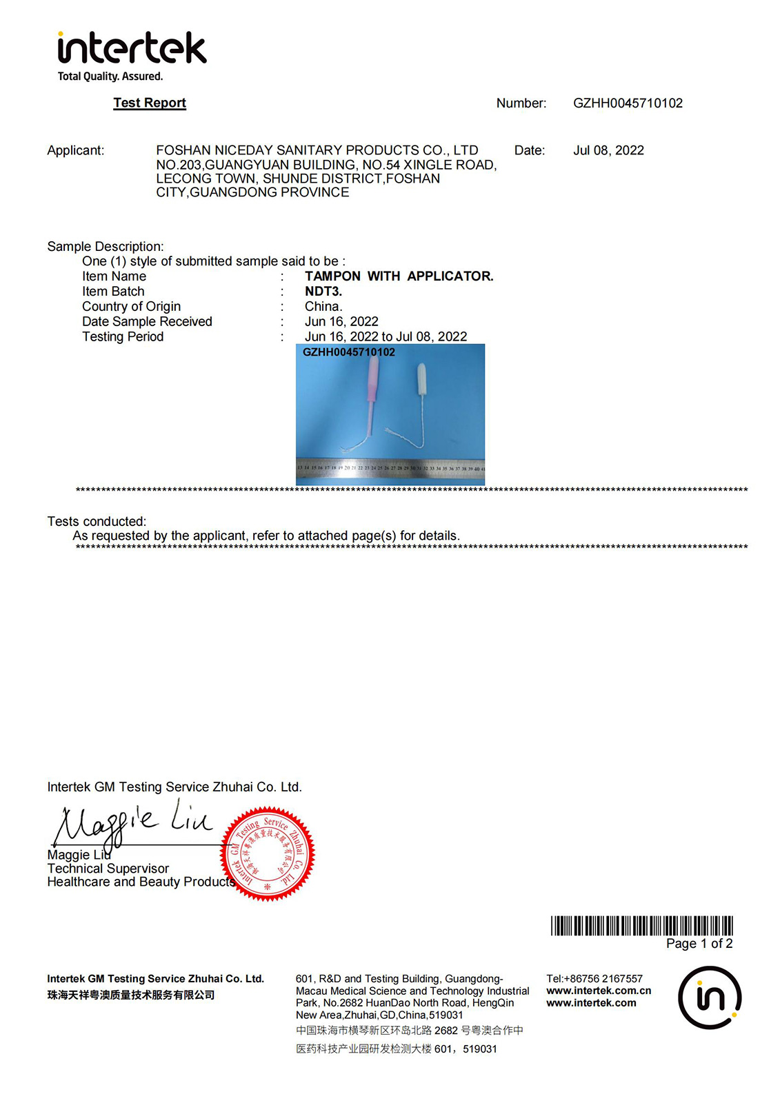 Intertek Test Report